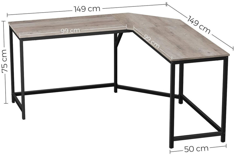 Vasagle L-Shaped Computer Desk - Greige + Black