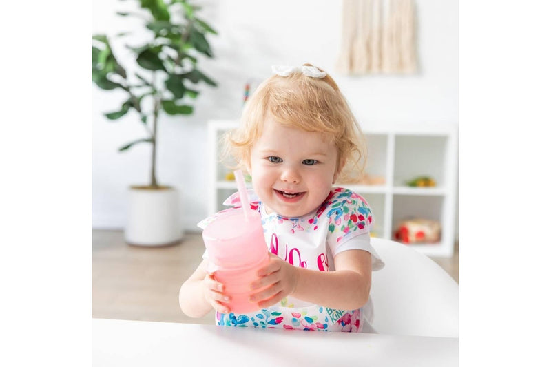 Bumkins: Silicone Straw Cup with Lid - Pink