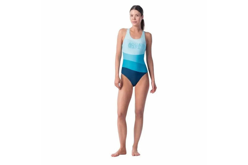 Aquawave Womens/Ladies Salava Wave Pattern One Piece Swimsuit (Blue) (L)