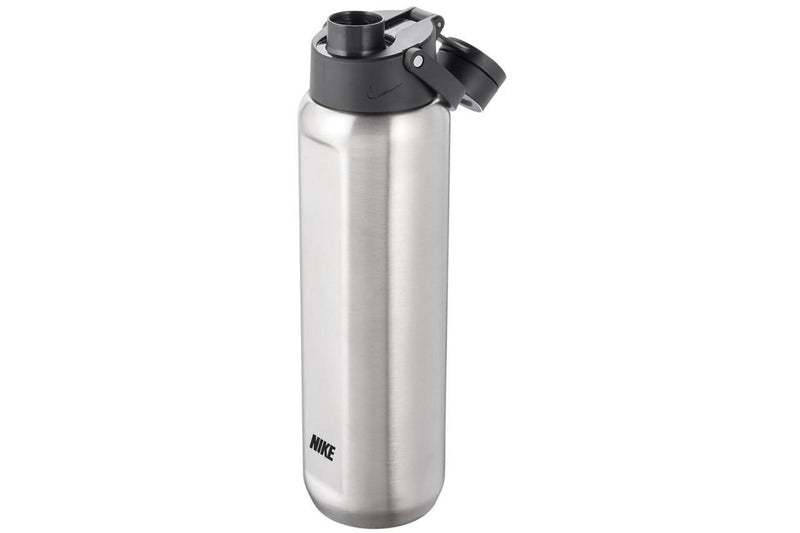 Nike Stainless Steel Recharge Chug Bottle - Brushed Stainless Steel / Black (710ml)