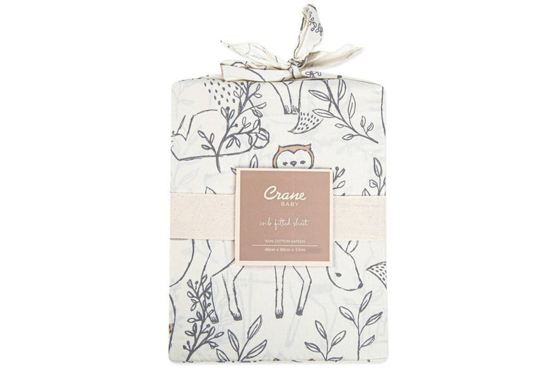 Crane Baby: Crib Fitted Sheet - Ezra Woodland (80 x 40cm)