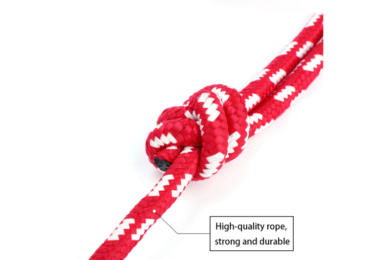 Heavy Duty Dog Toy Rubber Ball w/ Rope Throw Tug Pull Tough Chew Strong in Red