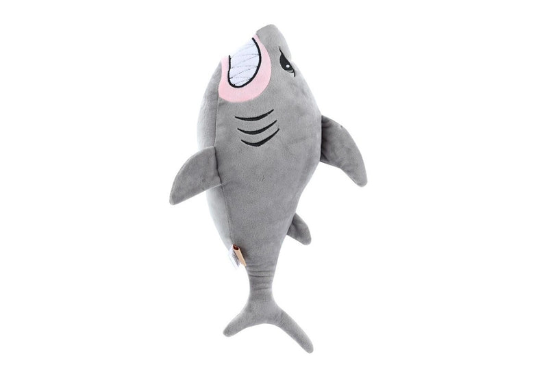 2x Paws & Claws Pet Dog 50cm Angry Shark Mega Soft Plush Chew Toy w Squeaker GRY