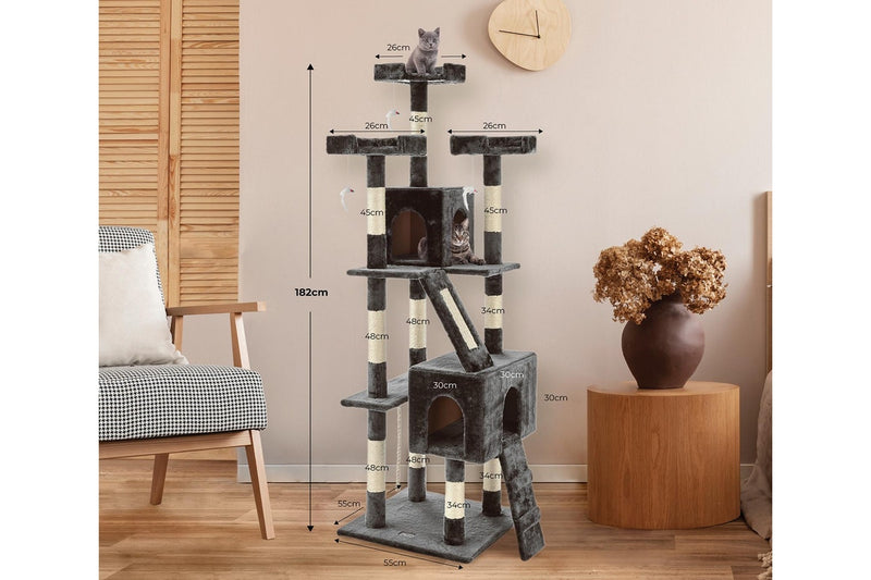 Zoomies Large Cat Tree Condo with Sisal Scratching Posts - 182cm