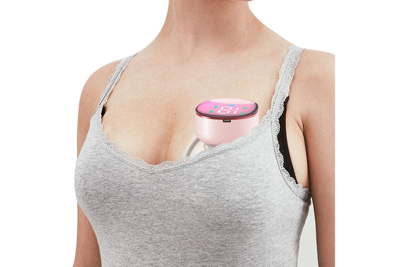 Portable Electric Breast Pump LCD Display Rechargeable Wearable Hands-Free Automatic Milker Pink