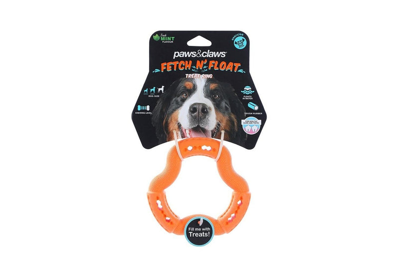 3x Paws & Claws 12.3x12.3x3.1cm Fetch N' Play Treat Ring Dog Pet Rubber Toy ASST