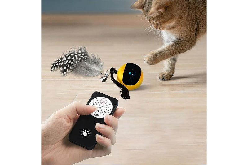 PETSWOL Interactive Cat Toy Ball with Remote Control - Yellow