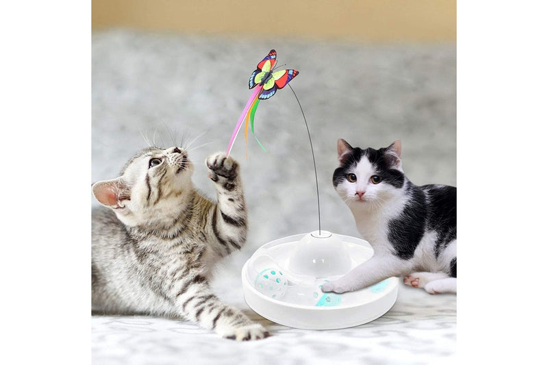 Butterfly Turntable - Interactive Pet Toy (White)