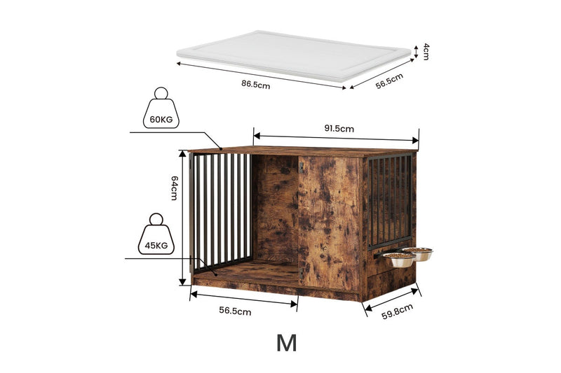 Zoomies Premium Dog Crate With 2 Rotating Bowls