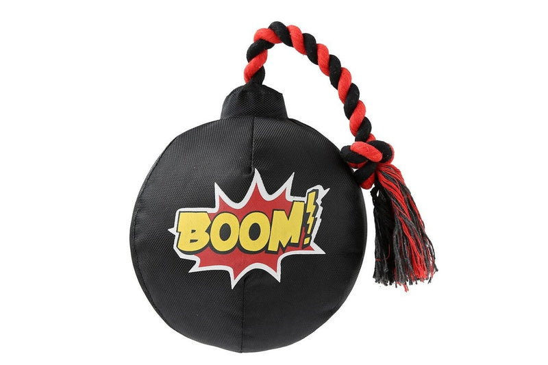 2x Paws & Claws Pet Dog 45cm Bomb-On-A-Rope Oxford w Squeaker Fun Play Toy BLK