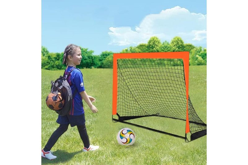 Portable Kids Soccer Goal Net Quick Set-up Training Equipment for Backyard Soccer Orange