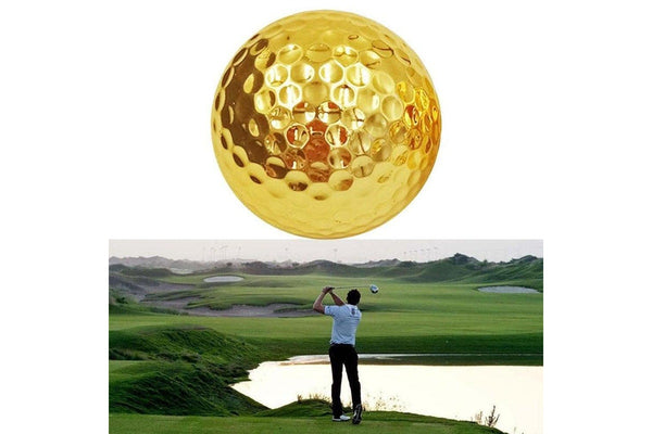 Gold Golf Balls For Golfer Indoor Outdoor Swing Practice Putter Training - Standard - Set Of 1