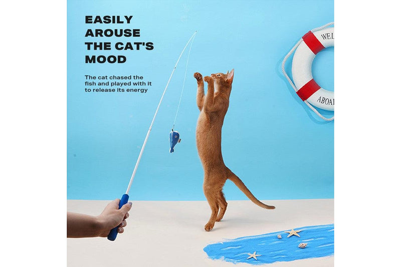 Fishing Rod Tease Cat Stick Supplies Mobile Toy Set - One Size