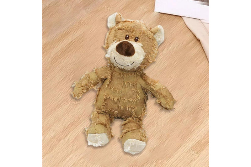 Squeaky Bear Toy for Dogs Indestructible Robust Chew Toys Stuffed Plush Dog Toy Khaki