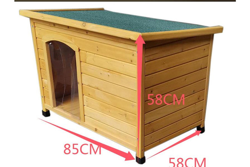 Zoomies Tilted Roof Wooden Dog House - Small (Natural)