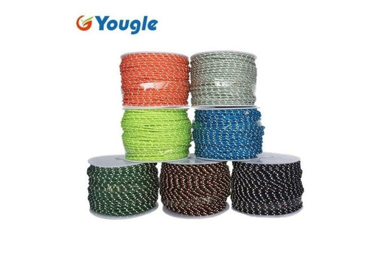 50M 3 Strands Cores 280Lb Reflective Paracord Parachute Cord Tent Guy Fishing Line Neon Green - Standard