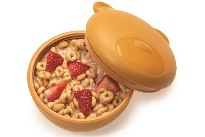 Melii: Silicone Animal Bowl with Lid & Utensils - Bear