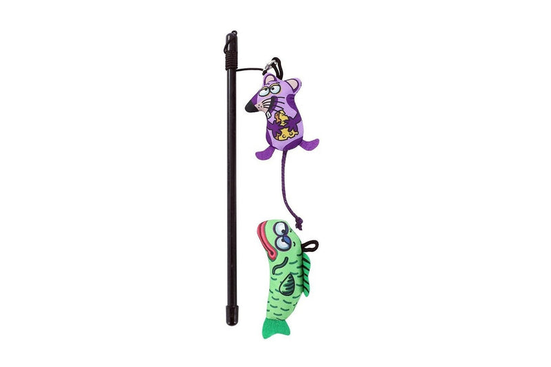 3x Paws & Claws Swap Swish Changeable Dangler Cat Play Toy w 25.5cm Mouse Fish