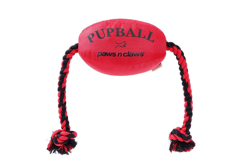 2x Paws & Claws 75cm Footy Oxford Dog Rope Toy Tugger Pupball Pet Chew Play Red