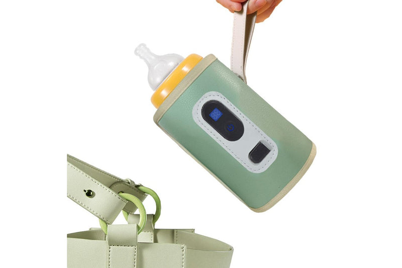 USB Digital Display Baby Milk Bottle Warmer Thermostat Portable Travel Milk Feeding Heater Bag Pouch Green