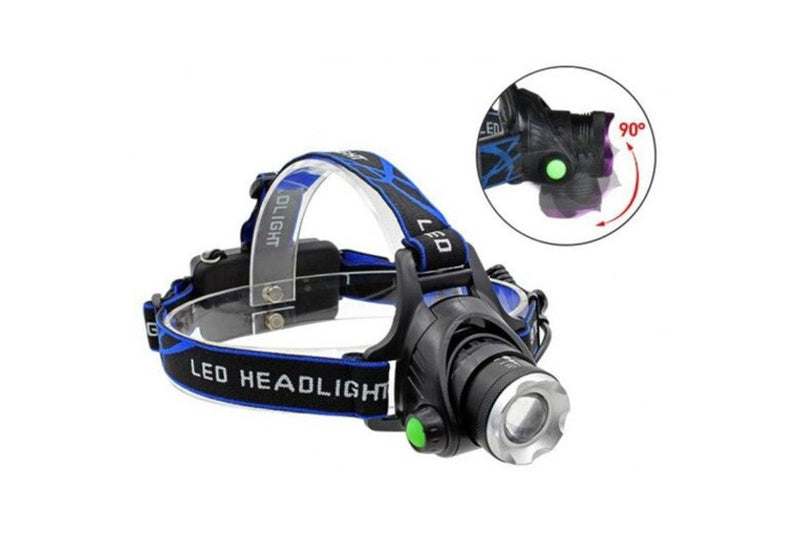 Waterproof Head Torch Flashlight Lamp Fishing Hunting Light Black - Standard