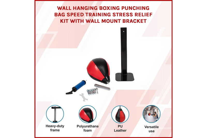 Wall Hanging Boxing Punching Bag Speed Training Stress Relief Kit with Wall Mount Bracket