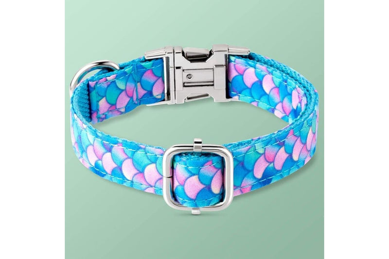 Sturdy Lightweight Adjustable Comfortable Mermaid Blue Collar For Small Medium And Large Dogs