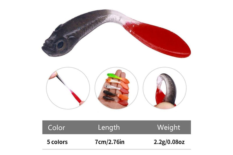 5 Piece 7cm Soft Fishing Lure Pack Dual Colour