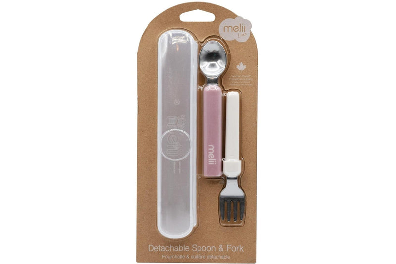 Melii: Detachable Spoon & Fork - Pink + Ivory