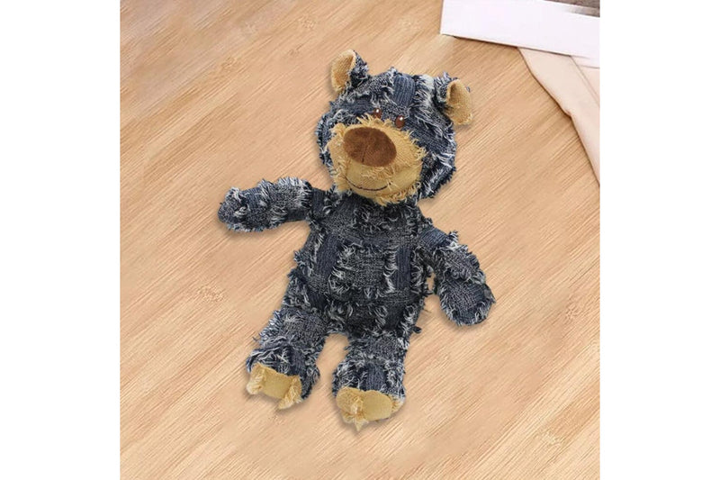 Squeaky Bear Toy for Dogs Indestructible Robust Chew Toys Stuffed Plush Dog Toy Blue