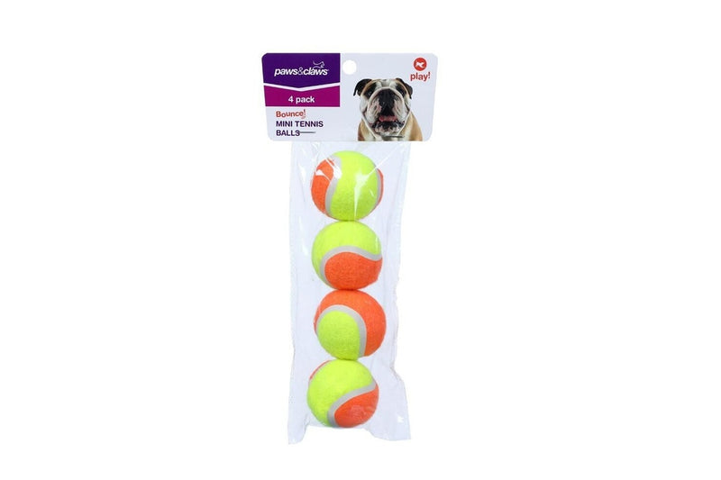 16PK Paws & Claws 4cm Mini Tennis Ball Dog Toy Interactive Fun Play Game Assort.