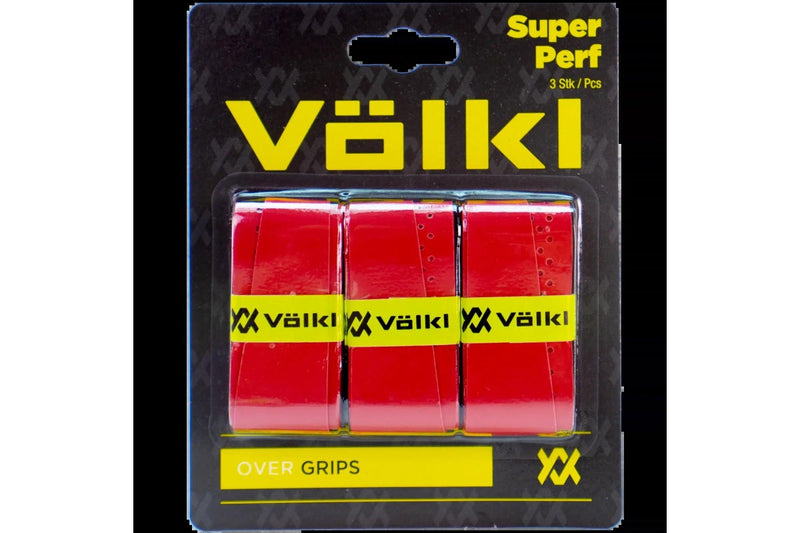 Volkl Super Perf Over Grip Overgrip Tennis Squash Badminton - 3 Pack - Red