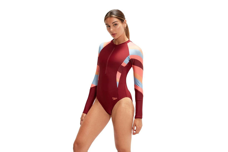 Speedo Womens/Ladies Long-Sleeved One Piece Swimsuit (Red/Orange) (16 UK)