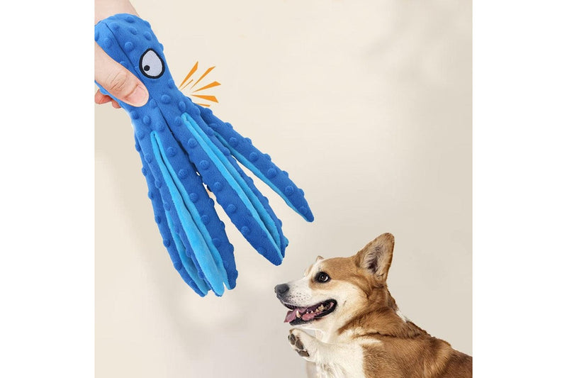 FancyGrab Dog Chew Toys Dog Squeaky Toys Octopus Squeaky Toys For Puppy Blue