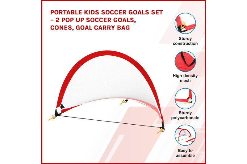 Portable Kids Soccer Goal Set with Cones