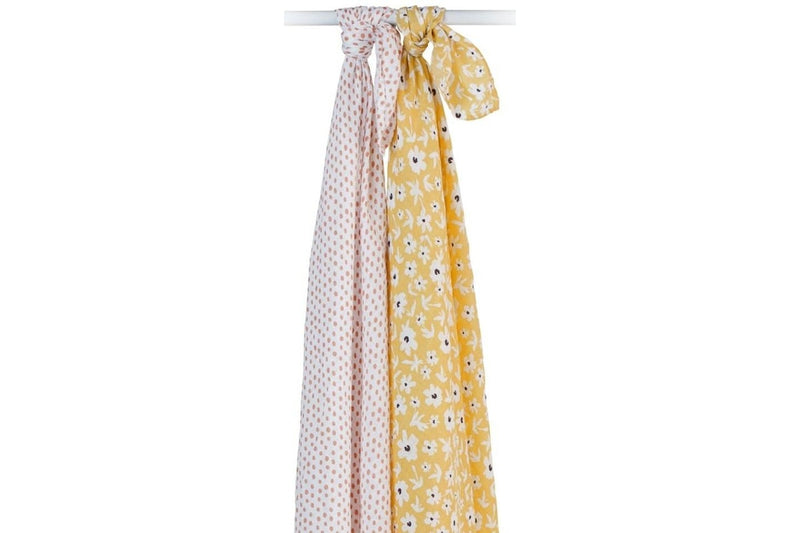 Lulujo: Cotton Swaddles - Wildflowers & Dots (2 Pack)