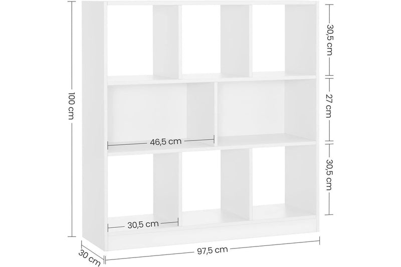 Vasagle Wooden Free Standing Bookcase with Open Cubes and Shelves - White