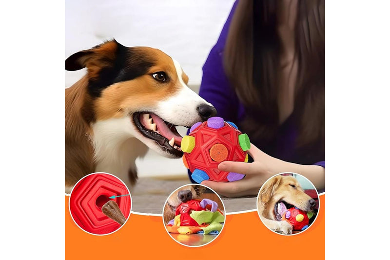 ZOOMIES Sniffer Ball with Fabric Puzzle Toy - Red