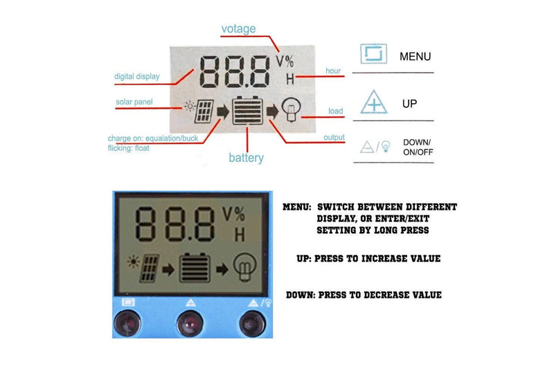 30a 12v/24v Lcd Display Pwm Solar Panel Regulator Charge Controller & Timer