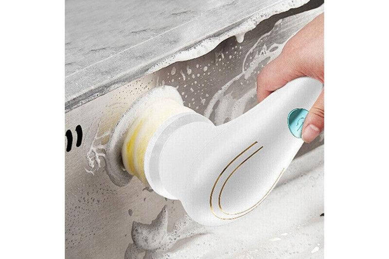 FancyGrab 5 in 1 Handheld Electric Cleaning Brush USB Rechargeable Electric Dishwashing Brush Shower Scrubber Cleaning Tool Kit