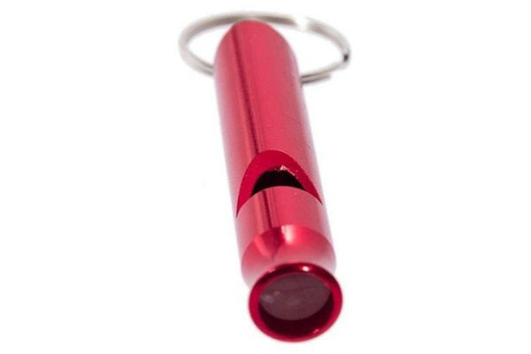 Camp Safety Equipment Durable Aluminium Alloy Long Whistle With Metal Ring For Camping Hiking Outdoor Survival Red - Red - Set Of 1