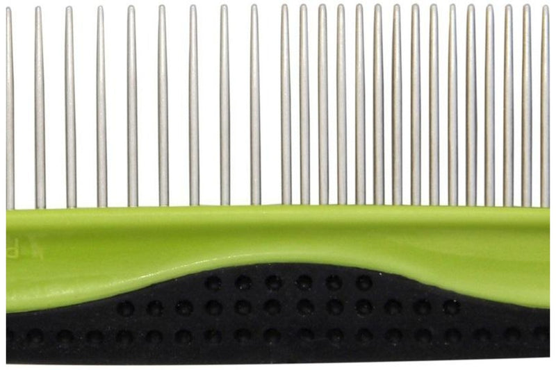 PETSWOL Pet Comb with Rounded and Smooth Stainless Steel Ends - Green