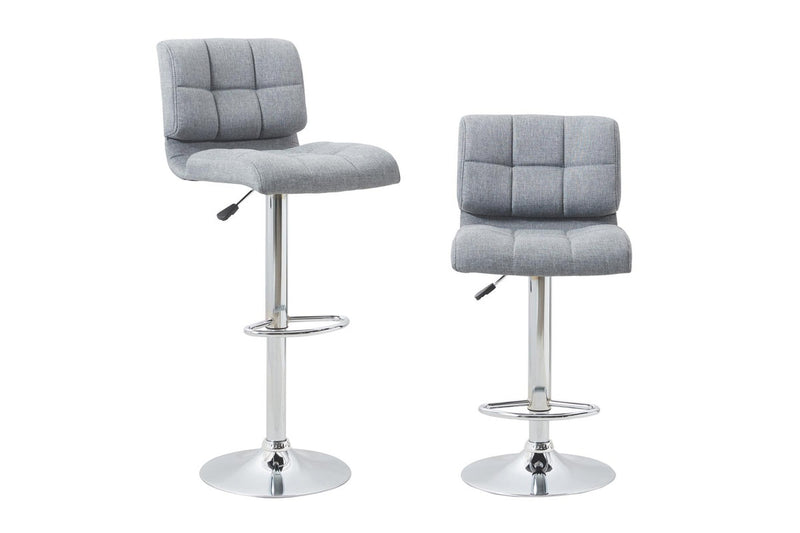 Adjustable Swivel Fabric Cushion Backrest Bar Stool (2 Pack) - Grey