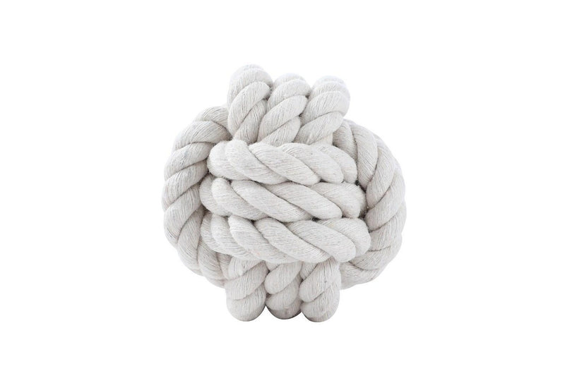2x Paws & Claws Pet 7.5cm Eco Rope Knotted Ball Interactive Dog Chew Toy White