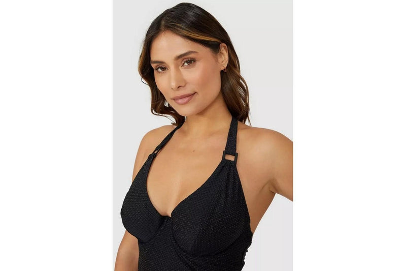 Gorgeous Womens/Ladies Sparkle Non-Padded Tankini Top (Black) (32DD)