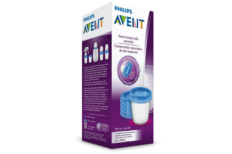 Avent: Milk Storage Cups - 180ml (5 Pack)