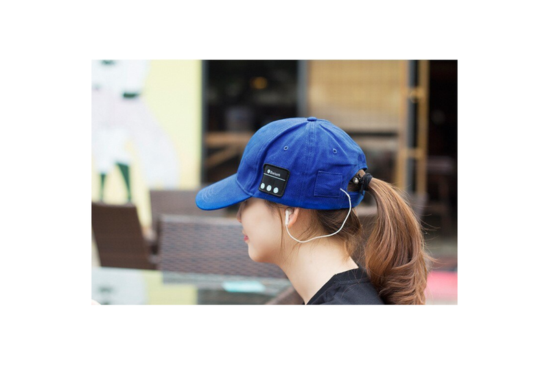 Adjustable Wireless Bluetooth Headphones Baseball Cap Blue Standard