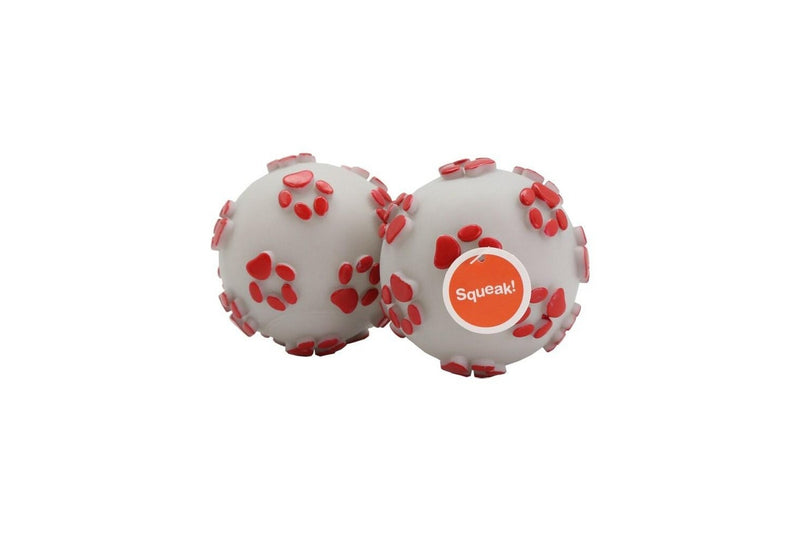 3x 2PK Paws & Claws 10cm Paw Print Ball Dog Toy Chew Teething Game Play Asst.