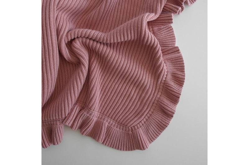 Saikah: Ribbed Frill Blanket - Blush Pink