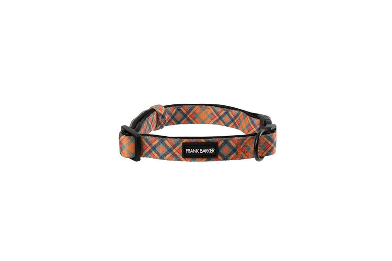 Frank Barker Adjustable 25-40cm Plaid Dog Collar Neck Strap w Clasp S Orange